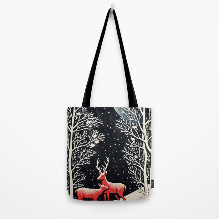 Winter Deer Pair Tote Bag Gallery Image 2