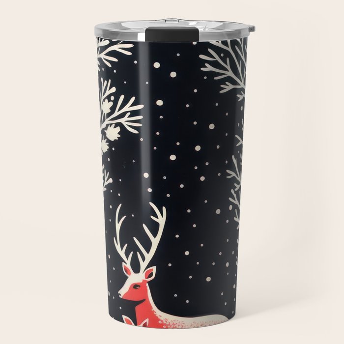 Winter Deer Pair Travel Mug Gallery Image 1