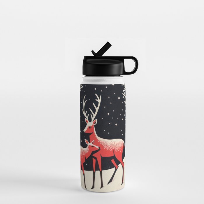 Winter Deer Pair Water Bottle Gallery Image 1