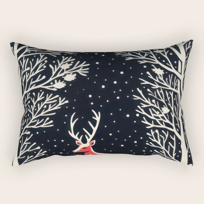Winter Deer Pair Rectangular Pillow Gallery Image 1