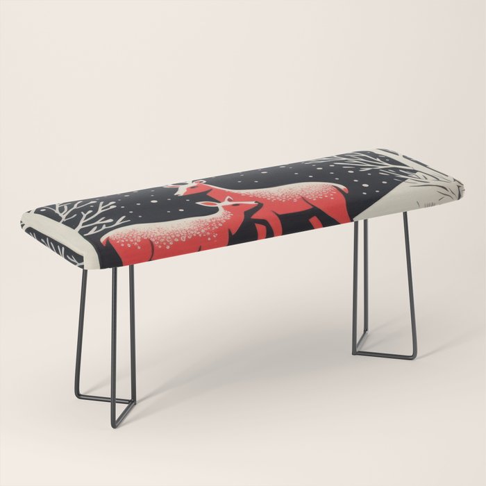 Winter Deer Pair Bench Gallery Image 1