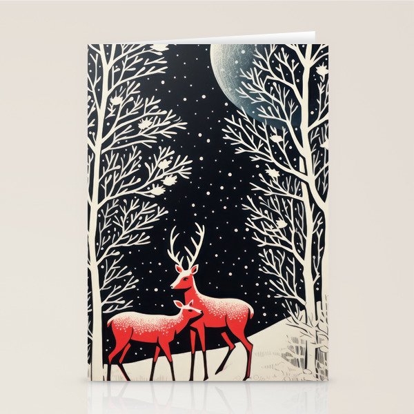 Winter Deer Pair Stationery Card Gallery Image 1