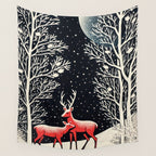 Winter Deer Pair Wall Tapestry Gallery Image 4