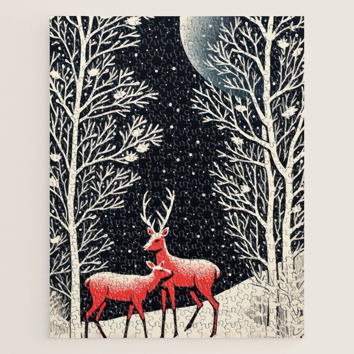 Winter Deer Pair Jigsaw Puzzle Gallery Image 1