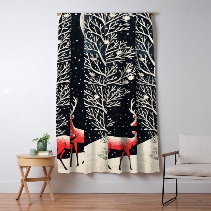 Winter Deer Pair Window Curtain Gallery Image 5