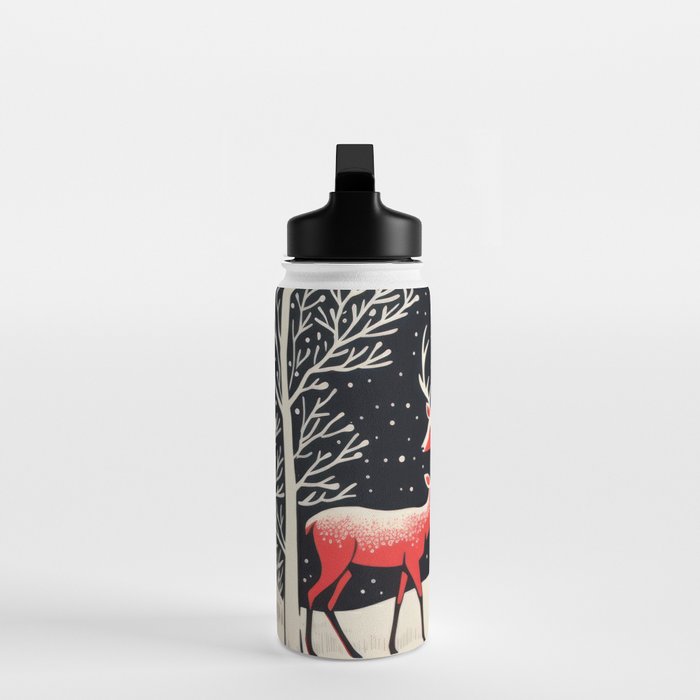 Winter Deer Pair Water Bottle Gallery Image 3