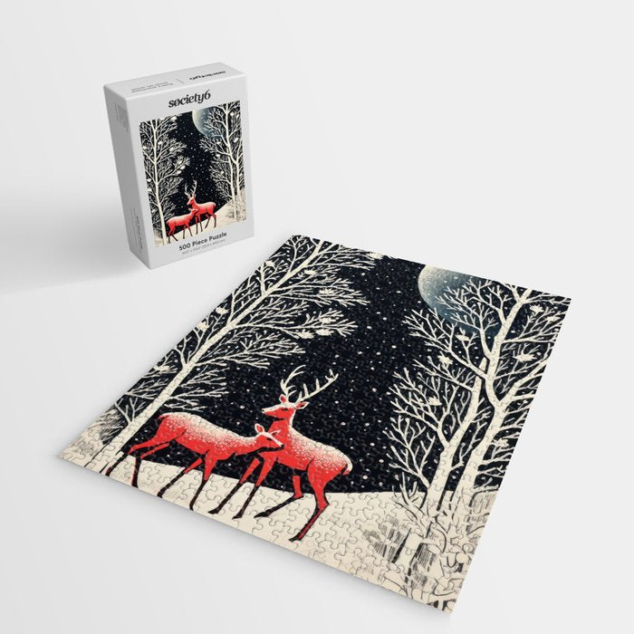 Winter Deer Pair Jigsaw Puzzle Gallery Image 2