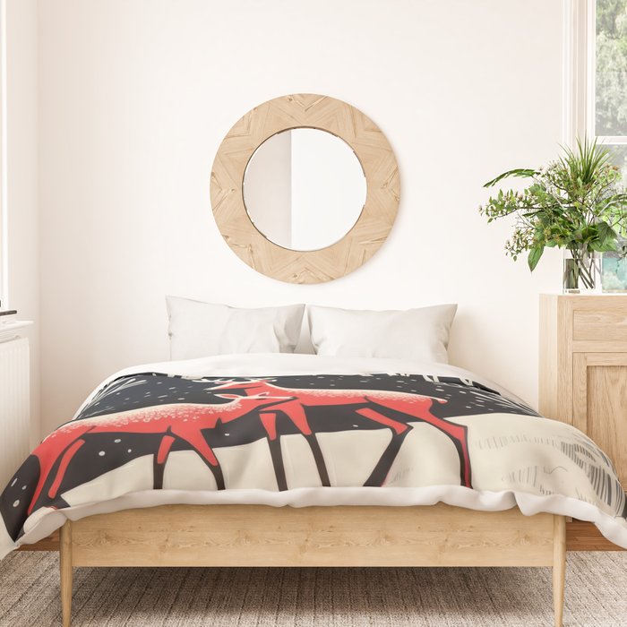 Winter Deer Pair Duvet Cover Gallery Image 3
