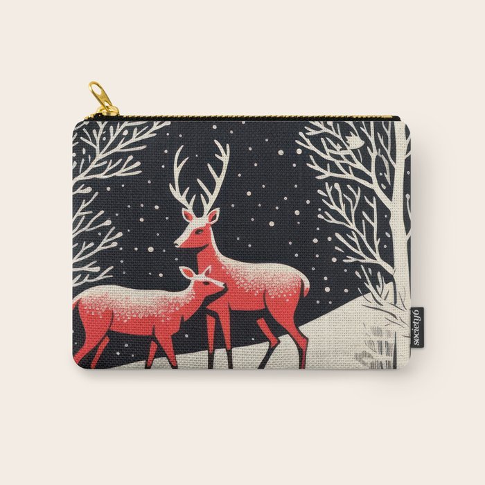 Winter Deer Pair Carry All Pouch Gallery Image 1