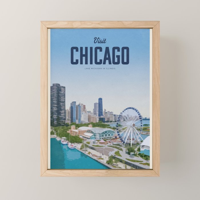 Visit Chicago Mini Art Print Gallery Image 1