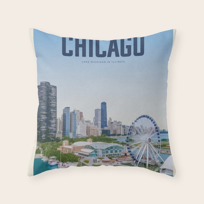 Visit Chicago Throw Pillow Gallery Image 1