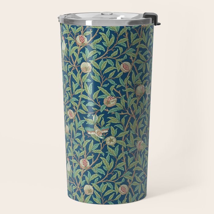 William Morris Bird and Pomegranate Blue Sage Travel Mug Gallery Image 2