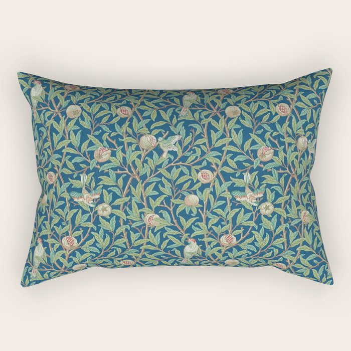 William Morris Bird and Pomegranate Blue Sage Rectangular Pillow Gallery Image 2