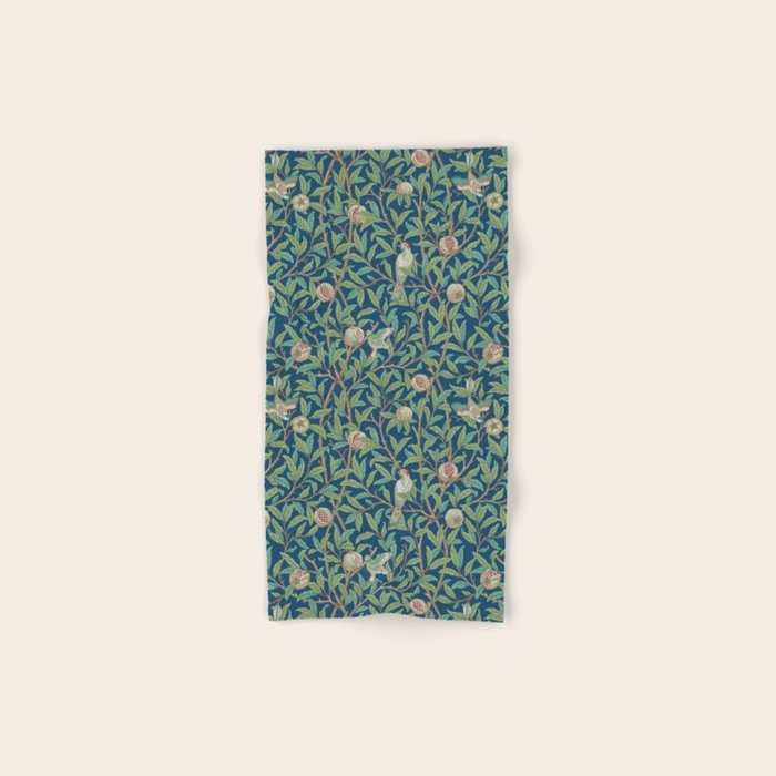 William Morris Bird and Pomegranate Blue Sage Bath Towel Gallery Image 1