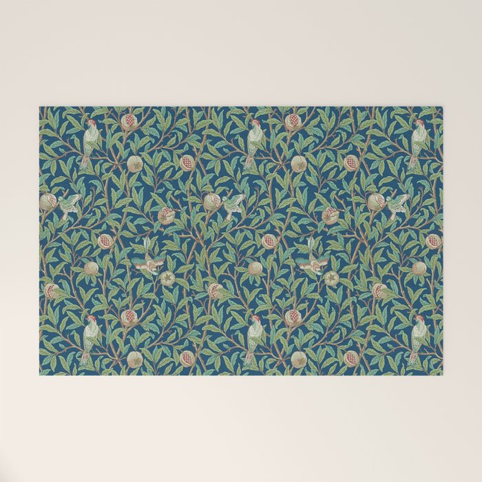 William Morris Bird and Pomegranate Blue Sage Welcome Mat Gallery Image 1