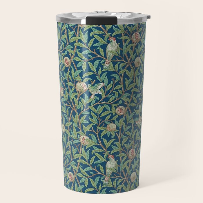 William Morris Bird and Pomegranate Blue Sage Travel Mug Gallery Image 1