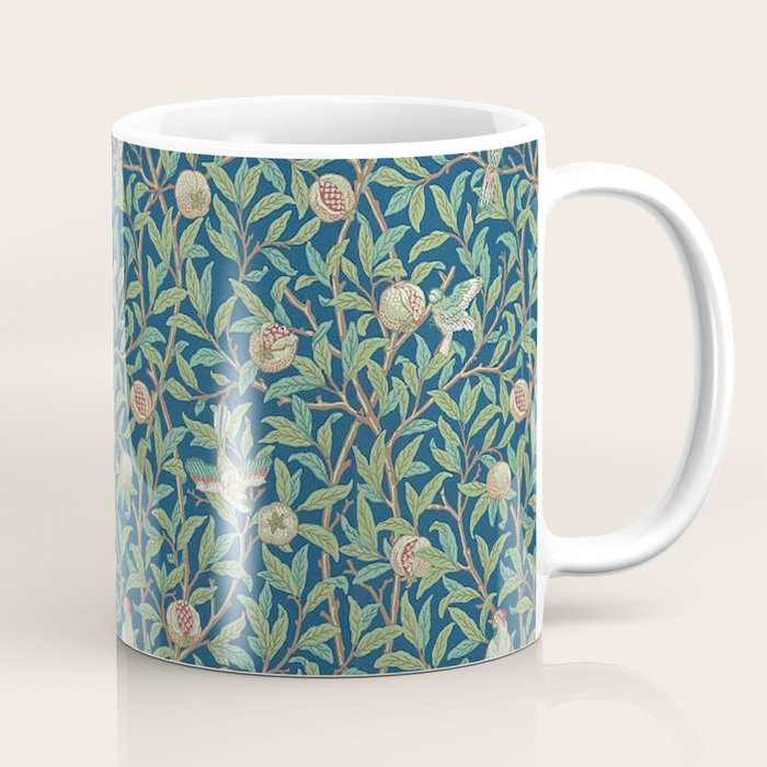 William Morris Bird and Pomegranate Blue Sage Coffee Mug Gallery Image 1