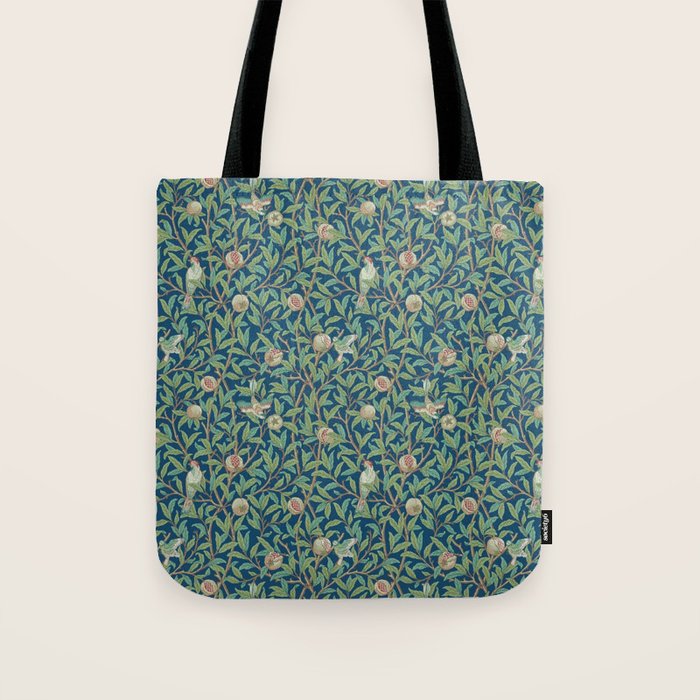 William Morris Bird and Pomegranate Blue Sage Tote Bag Gallery Image 1