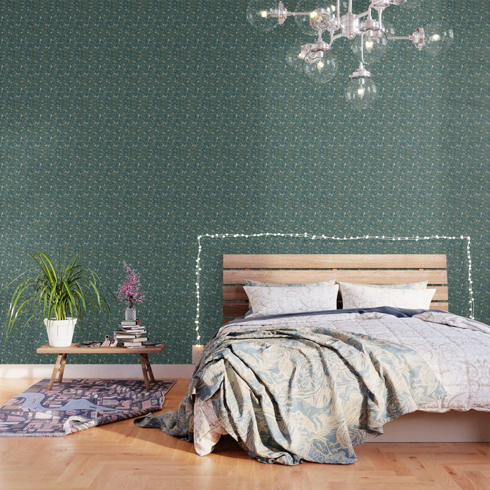 William Morris Bird and Pomegranate Blue Sage Wallpaper Gallery Image 1