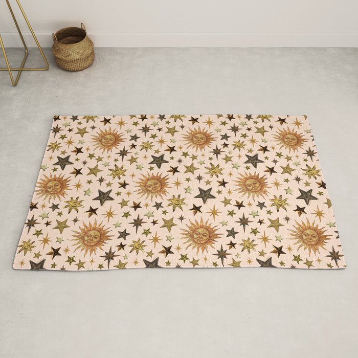 Vintage Star Collage Print in Cream Rug Gallery Image 2