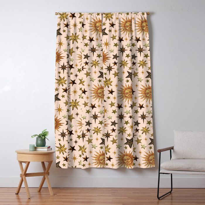 Vintage Star Collage Print in Cream Window Curtain Gallery Image 5