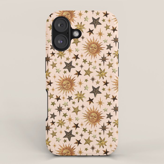 Vintage Star Collage Print in Cream iPhone Case Gallery Image 1