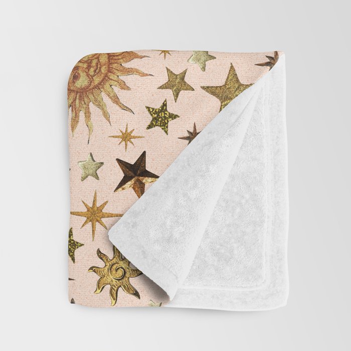 Vintage Star Collage Print in Cream Throw Blanket Gallery Image 3