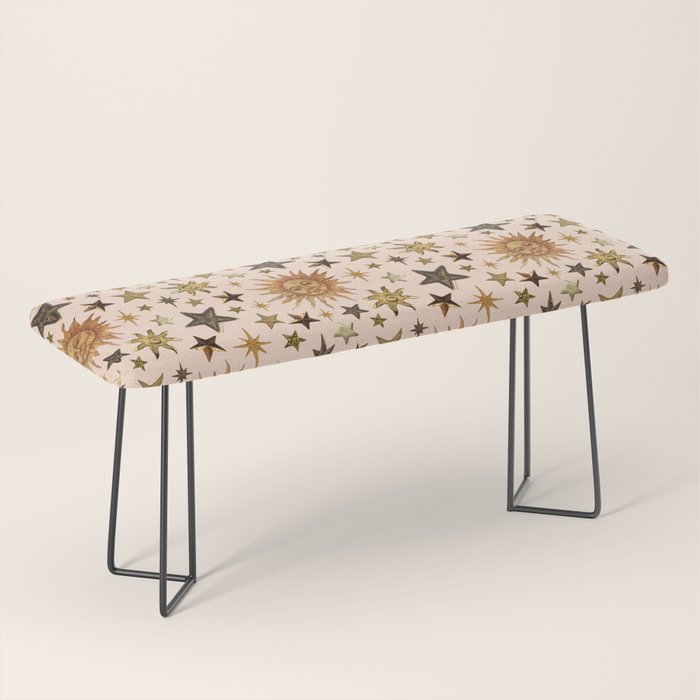 Vintage Star Collage Print in Cream Bench Gallery Image 1