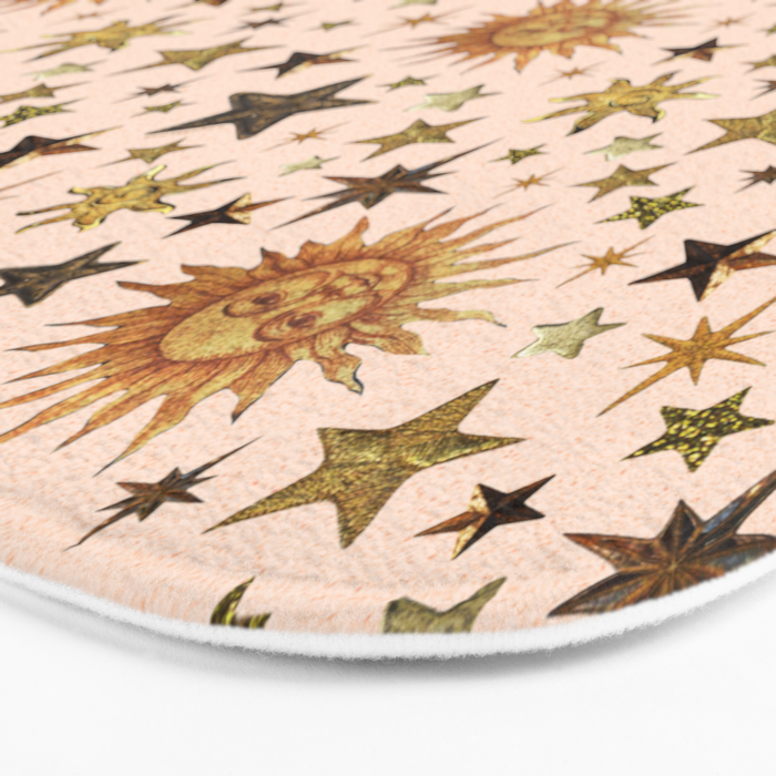 Vintage Star Collage Print in Cream Bath Mat Gallery Image 3