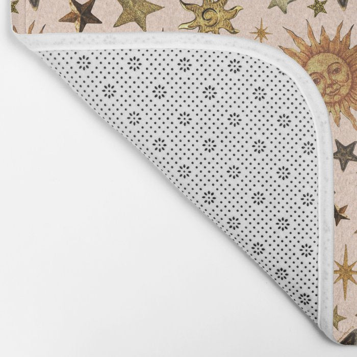 Vintage Star Collage Print in Cream Bath Mat Gallery Image 2