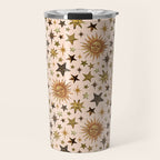Vintage Star Collage Print in Cream Travel Mug Gallery Image 1