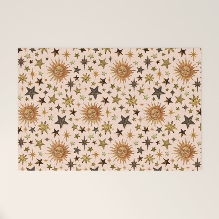 Vintage Star Collage Print in Cream Welcome Mat Gallery Image 1