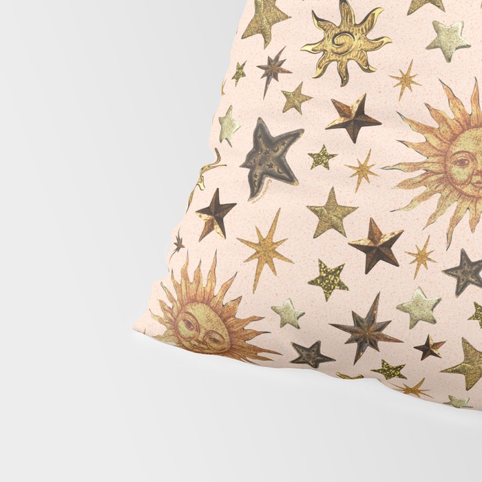 Vintage Star Collage Print in Cream Pillow Sham Gallery Image 4