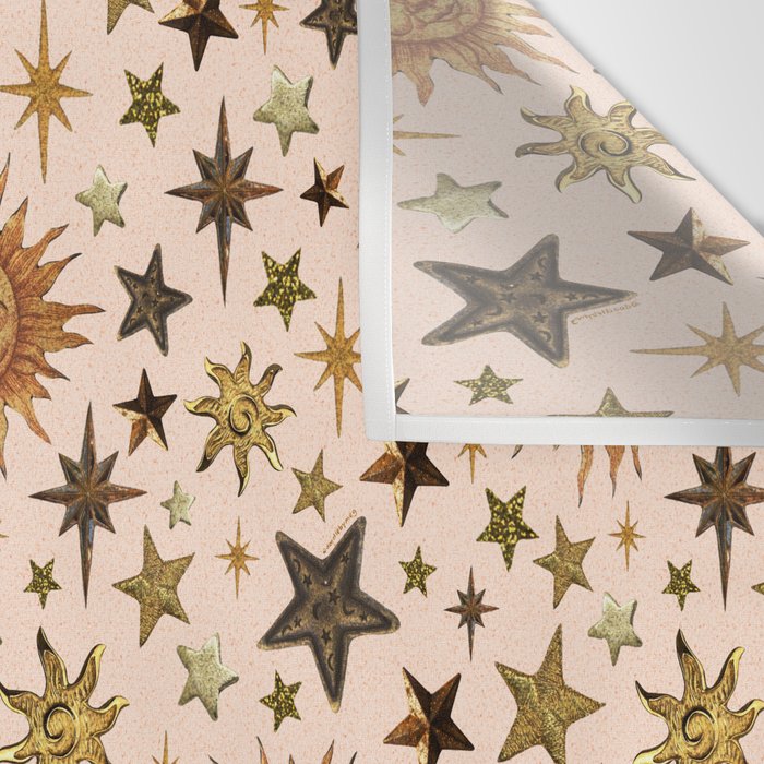 Vintage Star Collage Print in Cream Wall Tapestry Gallery Image 3