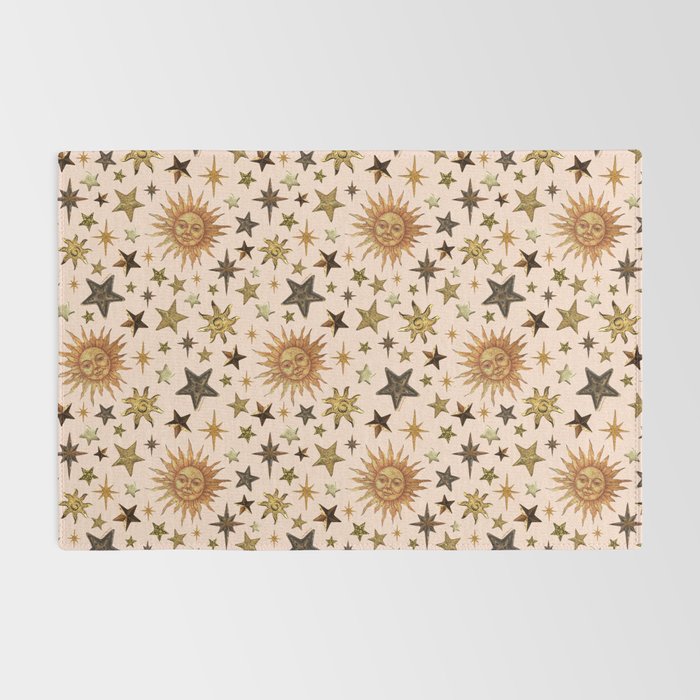 Vintage Star Collage Print in Cream Rug Gallery Image 2