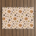 Vintage Star Collage Print in Cream Outdoor Rug Gallery Image 1