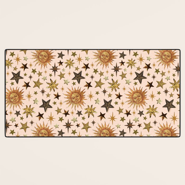 Vintage Star Collage Print in Cream Desk Mat Gallery Image 3