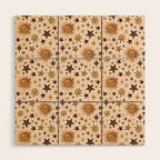 Vintage Star Collage Print in Cream Wood Wall Art Gallery Image 1