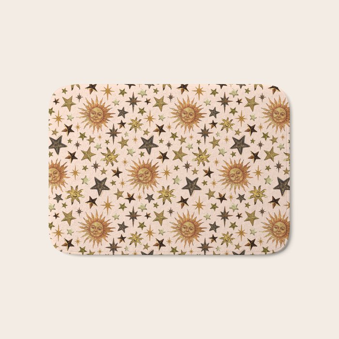 Vintage Star Collage Print in Cream Bath Mat Gallery Image 1