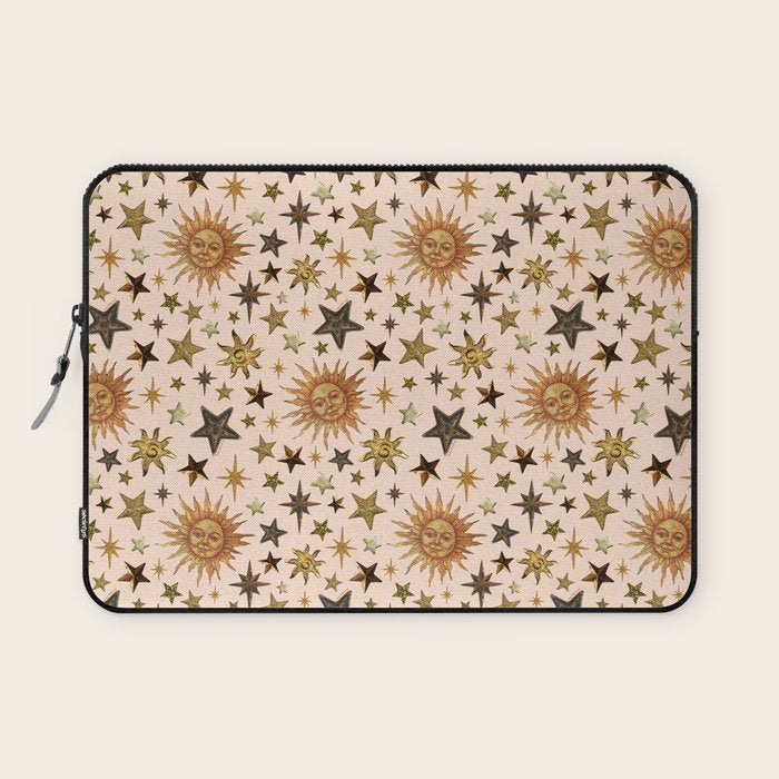 Vintage Star Collage Print in Cream Laptop Sleeve Gallery Image 1