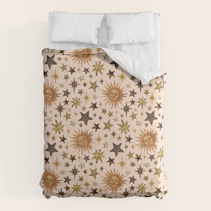 Vintage Star Collage Print in Cream Comforter Gallery Image 6