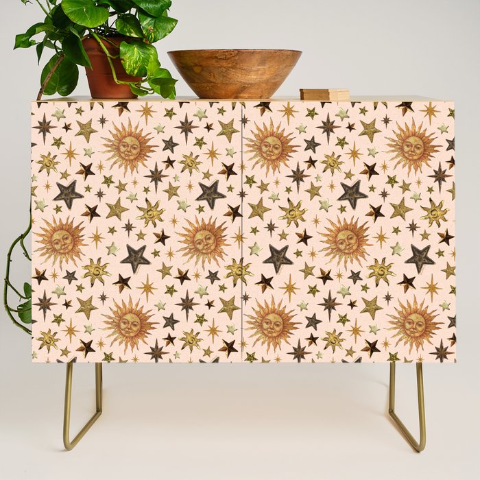 Vintage Star Collage Print in Cream Credenza Gallery Image 1