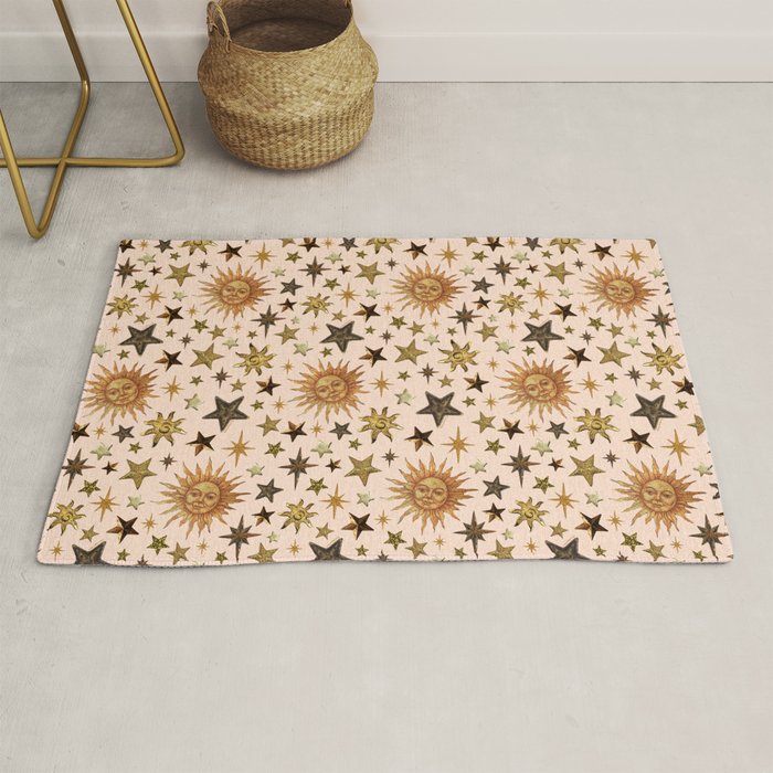 Vintage Star Collage Print in Cream Rug Gallery Image 1