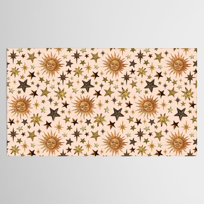 Vintage Star Collage Print in Cream Tablecloth Gallery Image 2