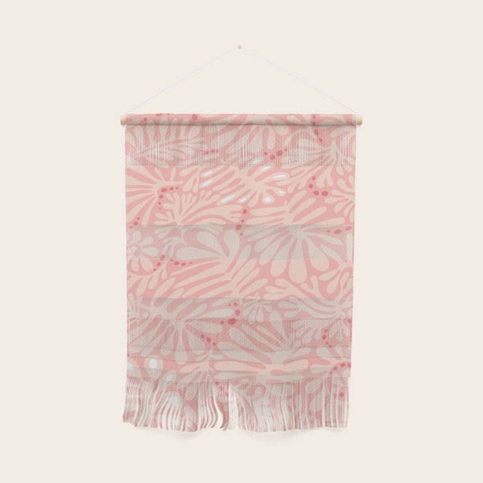 Pink Liquid modern Abstract Leaves Pattern in Matisse style Wall Hanging Gallery Image 1