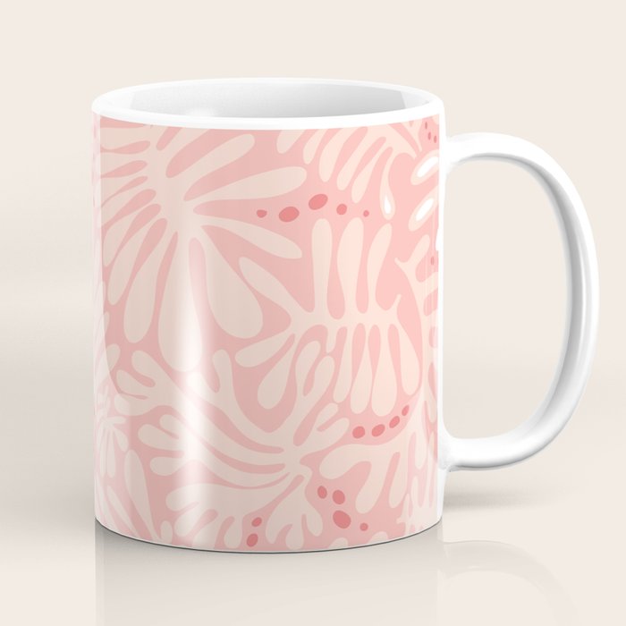 Pink Liquid modern Abstract Leaves Pattern in Matisse style Coffee Mug Gallery Image 1