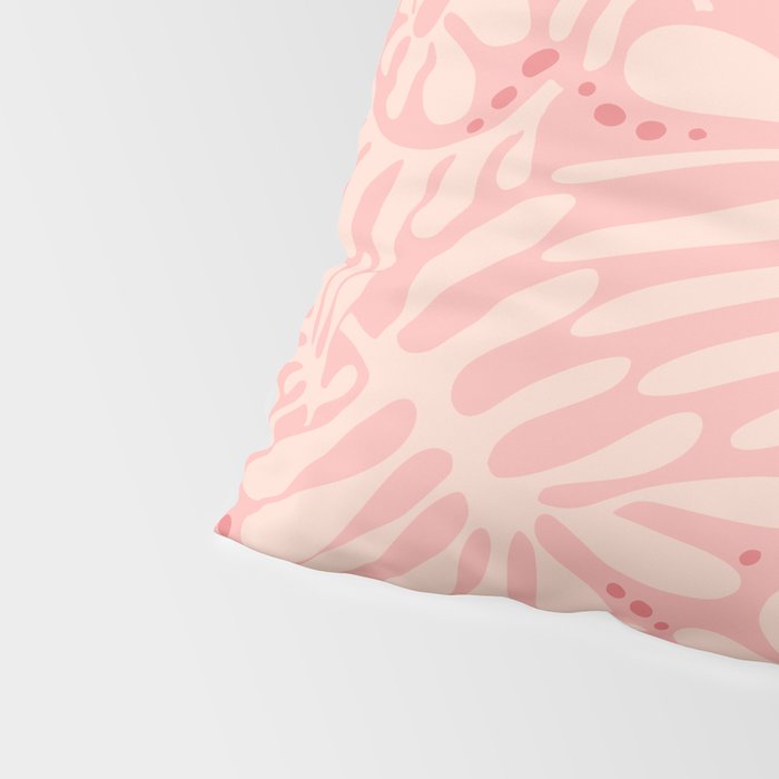 Pink Liquid modern Abstract Leaves Pattern in Matisse style Pillow Sham Gallery Image 4