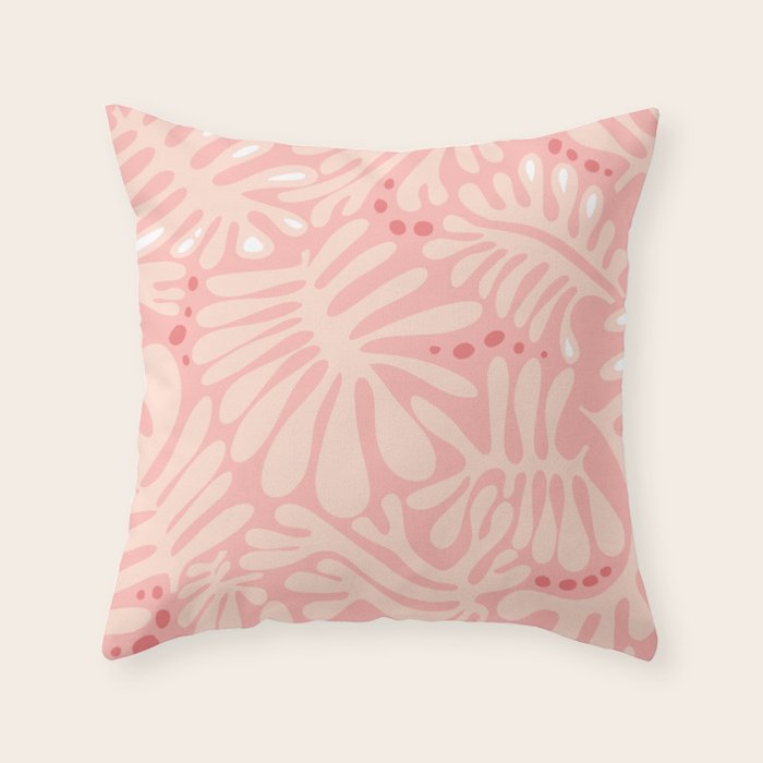 Pink Liquid modern Abstract Leaves Pattern in Matisse style Throw Pillow Gallery Image 6