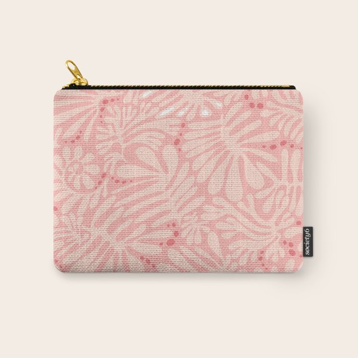 Pink Liquid modern Abstract Leaves Pattern in Matisse style Carry All Pouch Gallery Image 1