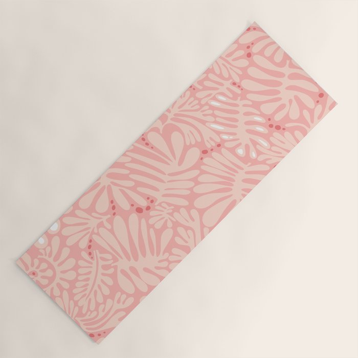 Pink Liquid modern Abstract Leaves Pattern in Matisse style Yoga Mat Gallery Image 1
